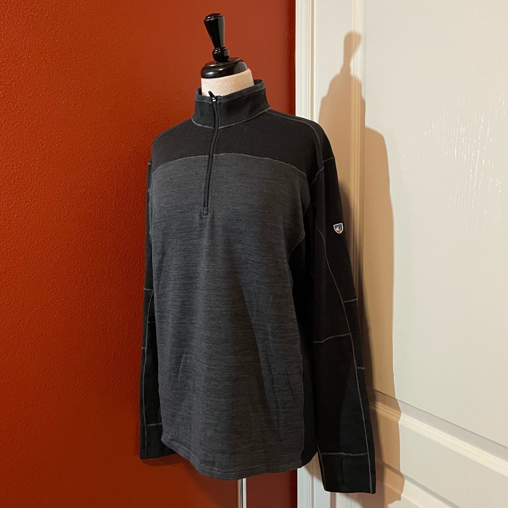 Kuhl Men’s Long Sleeve Quarter Zip‎ Brush Polyester Blend Sweater Knit Shirt